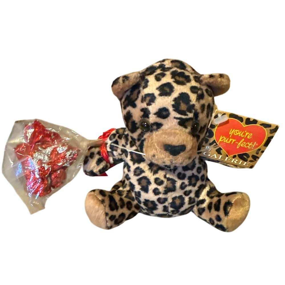 Vintage 2001 Galerie Leopard Plush Valentine Purr-fect stuffed animal plush